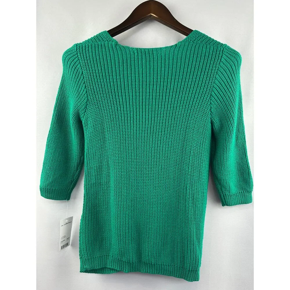 Women’s NY Collection Short Sleeve Sweater Green Size S